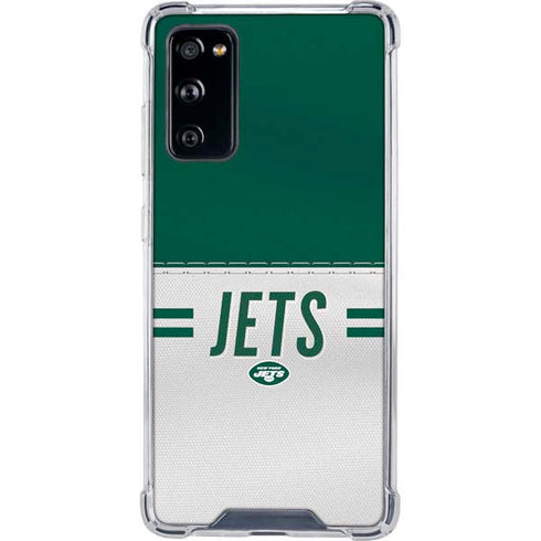 NFL New York Jets White Striped Galaxy S20 FE Clear Case